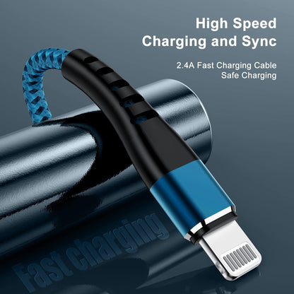 2Pack for Iphone Charger Cord 3FT, Lighting Cable 3 Feet to USB Charging Cable, Nylon Braided Charging Cord 3 Foot Compatible with Iphone 14 13 12 11 X XS XR Pad - Blue